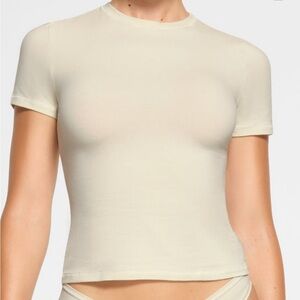 Skims Cotton Jersey T-Shirt Size Small Bone